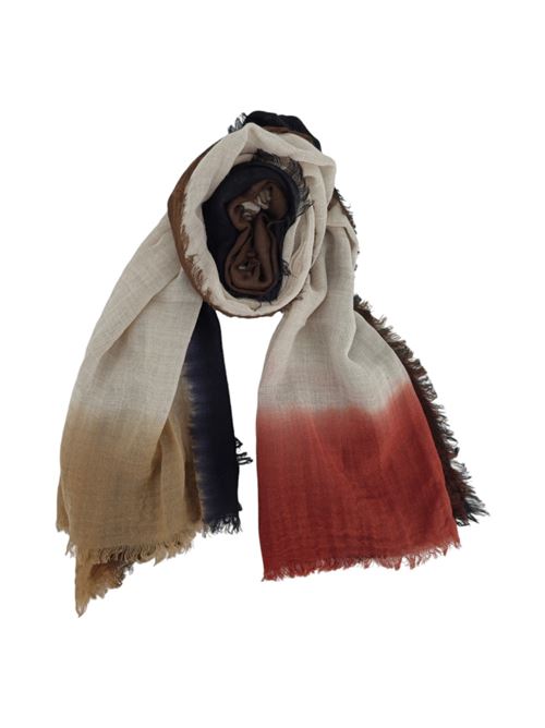sciarpa donna bordi sfumati beige e marrone Gaynor Bongard | GRINTABRUCIATO